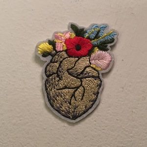 Heart With Flowers - Iron-on Patch